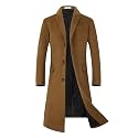 ELETOP Men's Wool Trench Coat Winter Business Long Overcoat