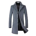 ELETOP Men's Wool Trench Coat Winter Business Long Overcoat