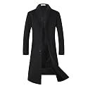 ELETOP Men's Wool Trench Coat Winter Business Long Overcoat