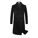ELETOP Men's Wool Trench Coat Winter Business Long Overcoat