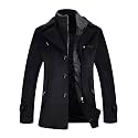 ELETOP Men's Wool Trench Coat Winter Business Long Overcoat
