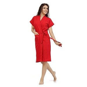 elevanto bathrobes for women amp bathrobes for girls everyday terry unisex collection with kimono collar half sleeve 1 pocket  soft amp lightweight comfort bath robe red
