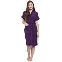 ELEVANTO (PURPLE) PREMIUM DRY TECH TERRY MATERIAL HALF SLEEVE WITH FRONT POCKET BATHROBE FOR WOMENS
