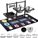 Elevated Dog Bowl Stand for Medium/Large Dogs with Slow Feeder & Mat, Adjustable Height 3.9'',5.5'',7.1'',8.7'',10.2'',11.8'', 58oz Raised Triple Dog Food Water Bowls