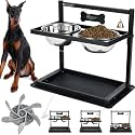 SHAINFUN Elevated Dog Bowls - Slow Feeder, Raised Stand with Two 1700ML Stainless Steel Bowls, Spill Proof Mat for Large &amp; Medium Dogs