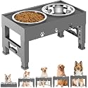 Elevated Dog Bowls with 2 Stainless Steel Bowls, 5-Height Adjustable Stand (3.1", 9" to 12"), for Improved Digestion &amp; Neck Support, Easy Clean, Non-Slip Base Raised Feeder for Medium Large Dogs