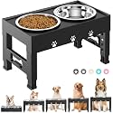 Elevated Dog Bowls with 2 Stainless Steel Bowls, 5-Height Adjustable Stand (3.1", 9" to 12"), for Improved Digestion &amp; Neck Support, Easy Clean, Non-Slip Base Raised Feeder for Medium Large Dogs