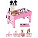Elevated Dog Bowls with 2 Stainless Steel Bowls, 5-Height Adjustable Stand (3.1", 9" to 12"), for Improved Digestion &amp; Neck Support, Easy Clean, Non-Slip Base Raised Feeder for Medium Large Dogs