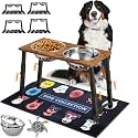 Elevated Dog Bowls for Large Dogs with Slow Feeder &amp; Mat, 4 Height Adjustable &amp; 101oz Bowls, Tall Raised Dog Bowl Stand