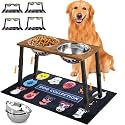 Elevated Dog Bowls for Large Extra Large Dogs with Mat, 4 Height Adjustable, 2 Stainless Steel Dog Bowls 3000ml,101oz