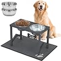 Elevated Dog Bowls, Metal Raised Dog Bowl Stand with 2 Thick 58oz Stainless Steel Food Bowls &amp; Non-Slip Mat - 11.8" Tall for Medium/Large Breeds(Grey)