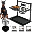 Elevated Dog Bowls with Slow Feeder for Large Dogs – Adjustable Raised Stand with 2 Stainless Steel Bowls &amp; Spill-Proof Mat, Non-Slip Dog Feeder for Large &amp; Medium Dogs (Black)