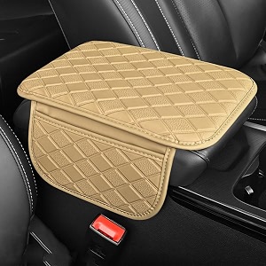eliane car center console armrest cover pad fashion pu leather car armrest cushion fit for suv auto armrest seat box cover with 2 mobile pockets ergonomic comfort amp easy install beige
