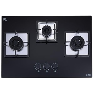 elica hob 3 burner auto ignition hobtop  direct flame brass burners  spillage proof fully sealed burner cups  5 years warranty on glass valves amp 2 years comprehensive  ind flexi ab 375 dx dfs ec