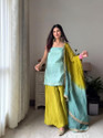 ELIINDRA Embroidered Kurta Palazzo Dupatta Set
