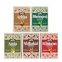 Elina Amla Reetha Shikakai Bhringraj Hibiscus Powder for Healthy Scalp, Helps to Control Dandruff | Chemicals Free Hair Mask for Frizzy Hair| Pure Herbal Combo 500 GM (100gm Each)