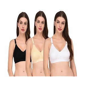 Elina Womens Black-Skin-White Full Coverage Cotton Hosiery