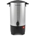 Elite Gourmet CCM040 Stainless Steel 40 Cup Coffee Urn Removable Filter For Easy Cleanup, Two Way Dispenser with Cool-Touch Handles Electric Coffee Maker Urn, Stainless Steel