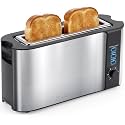 Elite Gourmet 2-Slice Slim Toaster, 1 Long Slot, Extra-Wide, Warming Rack