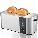 Elite Gourmet ECT3401 4-Slice Toaster with Long Slot, 1.5" Slot Width, 6 Shade Settings for Toast, Reheat, Defrost and Cancel Functions,