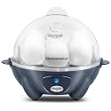 Elite Gourmet EGC700BG# Rapid Egg Cooker, 7 Easy-To-Peel, Hard, Medium, Soft Boiled Eggs, Poacher, Omelet Maker, Auto Shut-Off, Alarm, 16-Recipe Booklet, BPA-Free, Cobalt