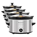 Elite Gourmet MST-275XS Electric Oval Slow Cooker, Adjustable Temp, Entrees, Sauces, Stews &amp; Dips, Dishwasher Safe Glass Lid &amp; Crock (2 Quart, Stainless Steel) (Pack of 4)