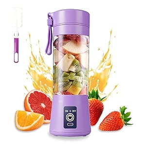 elite gourmet portable 6-blade electric juicer blender with built-in jar juicer mixer bottlefruit juicer machineusb rechargeable personal size juicer grinder purple