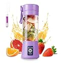 Elite Gourmet Portable 6-Blade Electric Juicer Blender with built-in Jar, Juicer Mixer Bottle,Fruit Juicer Machine,USB Rechargeable Personal Size Juicer Grinder (PURPLE)