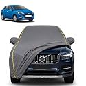 Elite i20 100% Waterproof Car Cover | Dustproof Sun Protection Cover | Soft Cotton Lining | Triple Stitched | Mirror Pocket | Antenna Pocket | All Weather Body Cover (Grey with Yellow Piping)