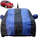 Elite I20 Dustproof Car Cover with Mirror &amp; Antenna Pockets, Royal Blue Stripes, Taffeta Polyster,Triple Stitched, Compatible with Hyundai Elite I20 Car Cover (2014 to 2020), Car Accessories