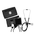 Elite Medical Instruments EBE-330-Black EMI Sprague Rappaport Stethoscope and Aneroid Sphygmomanometer Blood Pressure Set Kit, Black