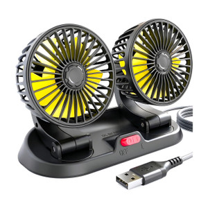 eliteauto high speed moveable head usb car cooling fan 5v 360degree 2 speed 5v car interior fan