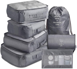 elitehome 7 pcs travel cosmetic organizer pouch with packing cubes organiser toiletry bag