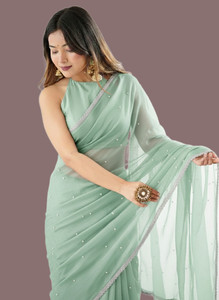 ELITERATI FASHION Solid Plain Self Design Bollywood