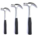 ELITRENDZ Combo of 3 Pc - Claw Hammer with Steel Shaft Handle 1/2 LBS, 3/4 LBS and 1 LBS