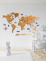 ELK 3D Wooden World Map Wall Décor Metallic Brown Color