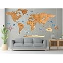 Elk 3D Wooden World Map Wall Decor - World Map for Wall Size M 120x69 CM