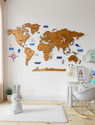 ELK 3D Wooden World Map Wall Décor Metallic Brown Color