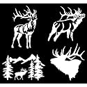 Elk Deals 4 Pack: Bulging Elk, Detailed Elk, Elk Head Silhouette, Elk in Trees (White, Small ~3.5")