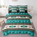 Elk Deer Comforter Set 7 Piece Bed in a Bag Twin, Western Aztec Bedding Sets Christmas Reindeer Exotic Dream Catchers Comforter and Sheet Set, Woodland Animals Tribal Arrow Geometry Room Decor