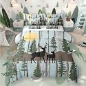 Elk Deer Full Size Bed Sheets and Comforter Set, Christmas Reindeer Pine Trees 7 Piece Bedding Set Farmhouse Arts Rustic Barn Door Bed in a Bag, Vintage Countryside Wood Board Bed Sets, Green