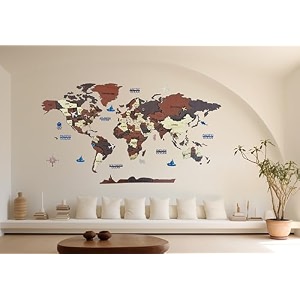 elk 3d wooden world map wall decor for home office size xl 205x116 cm