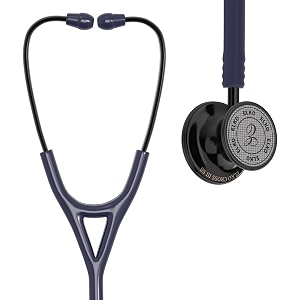 elko el-190 black edition cross iii ss stainless steel dual head acoustic stethoscope  adult amp pediatric stethocope with double-sided black chestpiece  two-way pvc tubing  doctors amp medical students blue