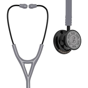 elko el-190 black edition cross iii ss stainless steel dual head acoustic stethoscope  adult amp pediatric stethocope with double-sided black chestpiece  two-way pvc tubing  doctors amp medical students grey