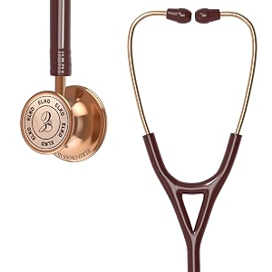 elko el-190 rose gold edition cross iii ss stainless steel dual head acoustic stethoscope  adult amp pediatric stethoscope with double-sided rose gold chestpiece  two-way pvc tubing  doctors amp medical students brown
