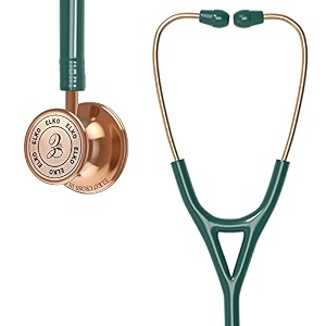 elko el-190 rose gold edition cross iii ss stainless steel dual head acoustic stethoscope  adult amp pediatric stethocope with double-sided rose gold chestpiece  two-way pvc tubing  doctors amp medical students green