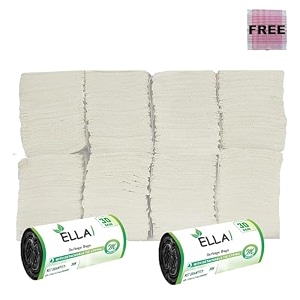 ella m fold tissue paper - pack of 8 packets 1040 sheets and ella garbage bags 19  21 medium 60 pcs2 rolls black color with check duster cloth free