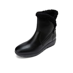 ELLE Womens Ankle Boots with Faux-Fur Trim