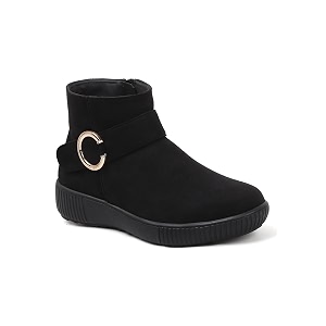 ELLE Womens Buckle Accent Wedge Sole Ankle