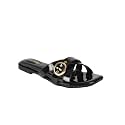 ELLE Women39s Criss-Cross Patent Multi-Strap Square-Toe Sandal